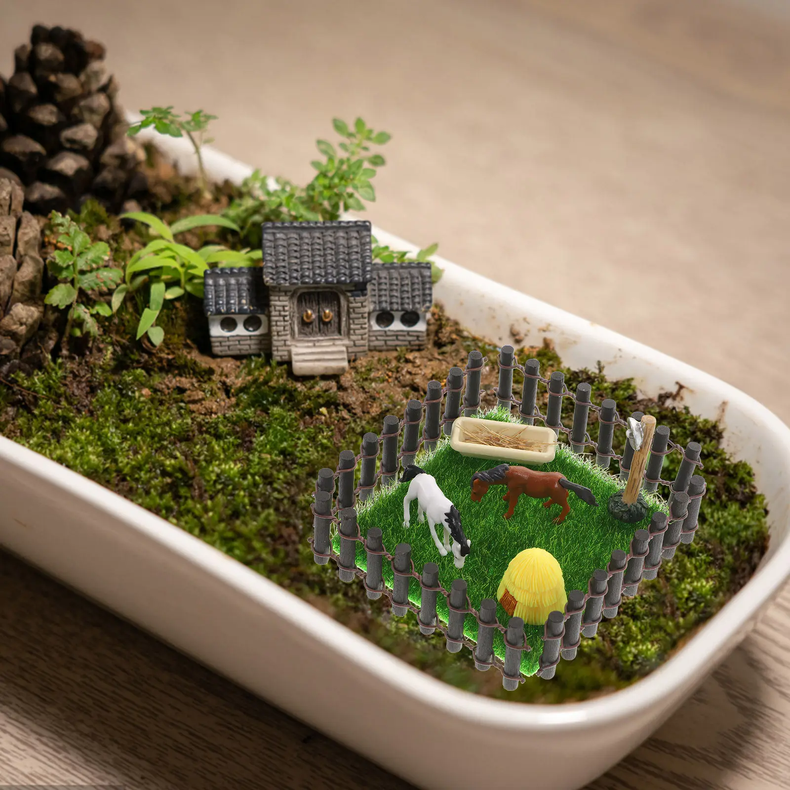 

Набор миниатюрных стабилизированных фигурок для сказочного сада: креативный мини-конюшня, ландшафтный дизайн, имитация фермы, для ролевых игр, DIY