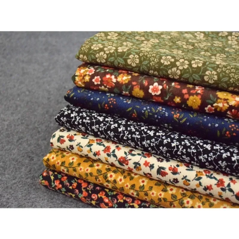 Winter Printed Corduroy Fabric By The Meter for Shirt Skirt Dress Coat Diy Sewing Needlework Cloth Anti-wrinkle Soft Warm Floral