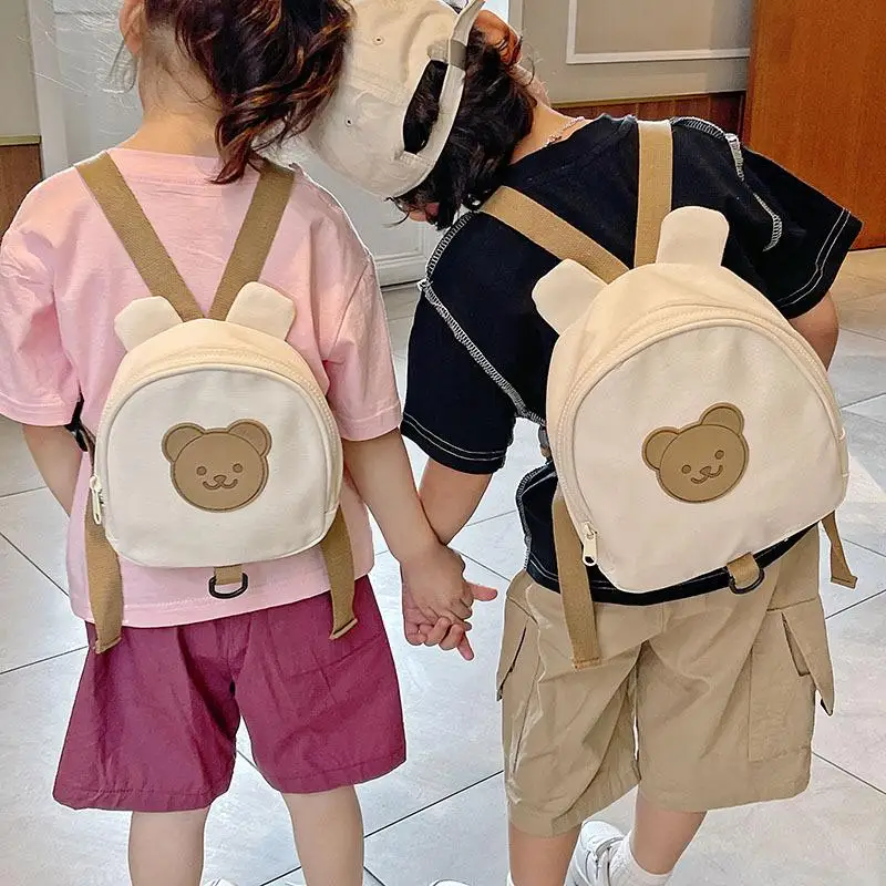 Cute Anti-Lost Baby Bag Cartoon Bear Kindergarten School Bag for Girls Boys Canvas Baby Harness Backpack Korean Schoolbag