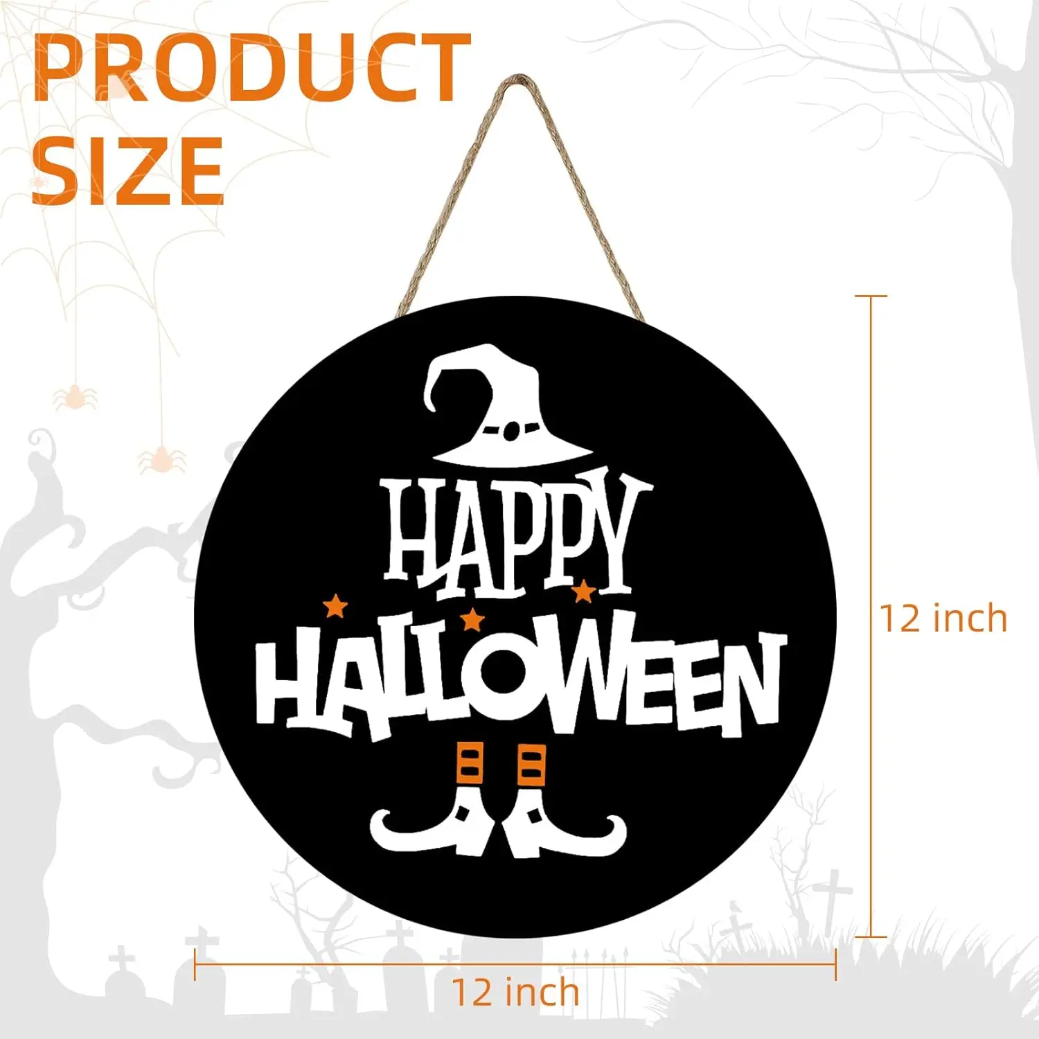 Halloween Decoration Witch Legs Hat Hanging Sign Happy Halloween Wooden Signs Wall Decor Front Door Decorations for Home Yard