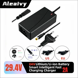 24V 2A Smart Lithium Battery Charger 5.5X2.1mm DC For 29.4V 7S Electric Car Hoverboard Balance Wheel Charge Accessories EU US