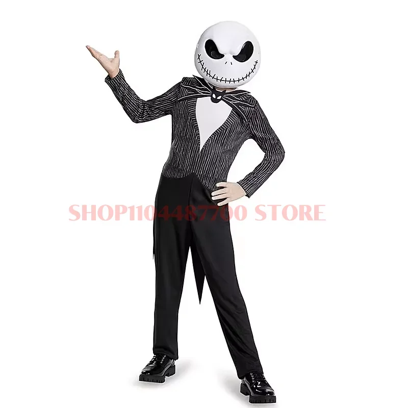 2025 New Child The Nightmare Jack Skellington Cosplay Costume Jack Before Mask Cos Bodysuit Suit Halloween For Boys Girls Kid AA