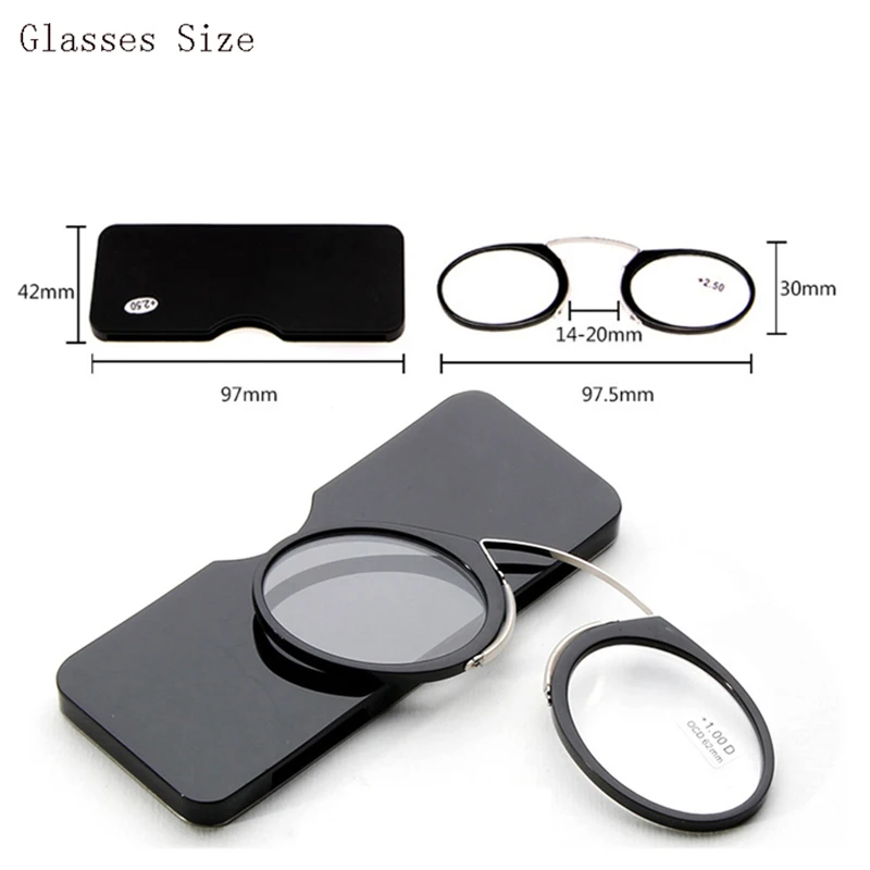 Beinlose Clip-Nase-tragbare Lesebrille für Männer und Frauen. Ultraleichte, ultradünne Presbyopie-Brille mit Originaletui – Detail 10