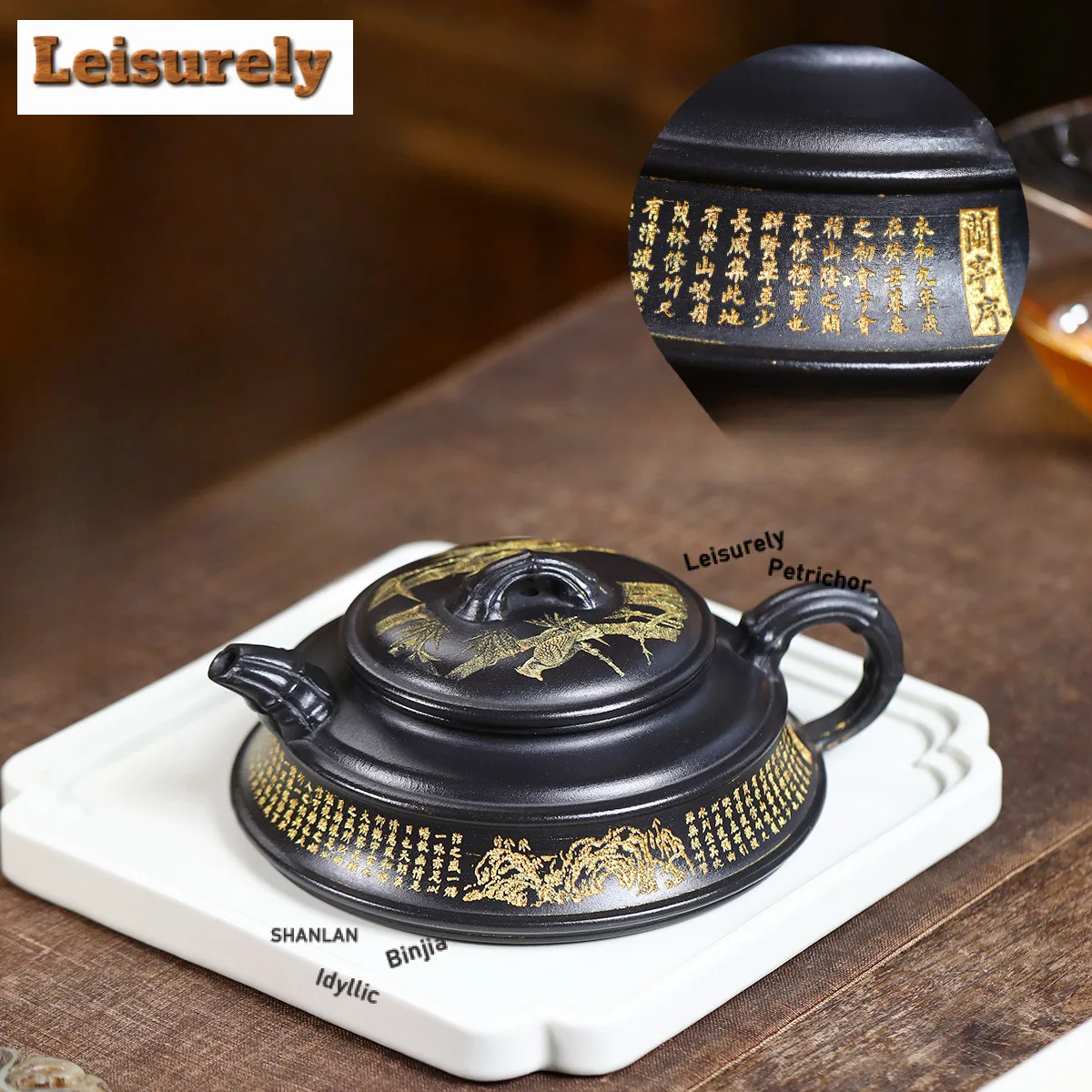 230ml Yixing Purple Clay Teapots Handmade Bamboo Section Pot Raw Ore Stone Yellow Mud Tea Infuser Kettle Zisha Tea Set Supplies