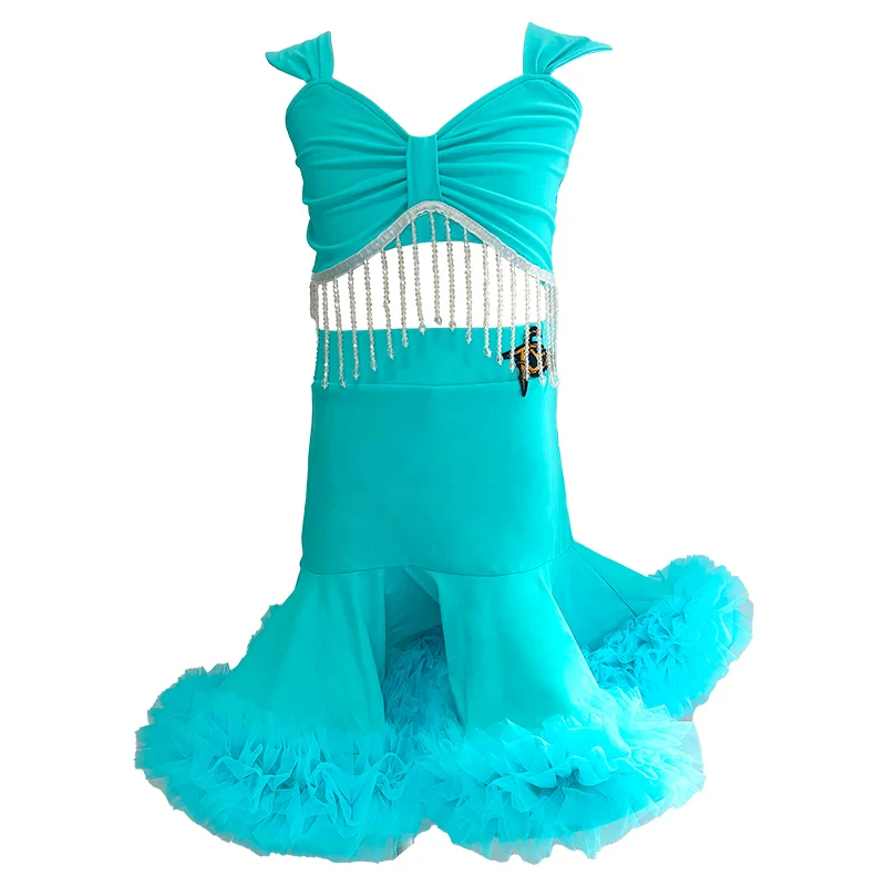 customized Latin dance dress women's top lace skirt children's Latin performance training suit set ballroom dress standard