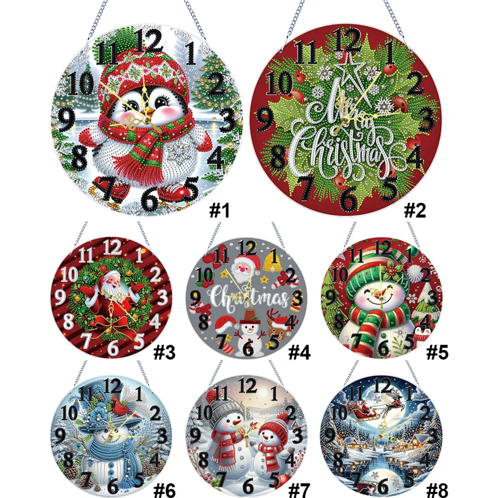 

2D плоские DIY Рождественская алмазная живопись часы кулон неправильной формы сверление алмазные художественные часы кулон комплект домашний и спальный декор