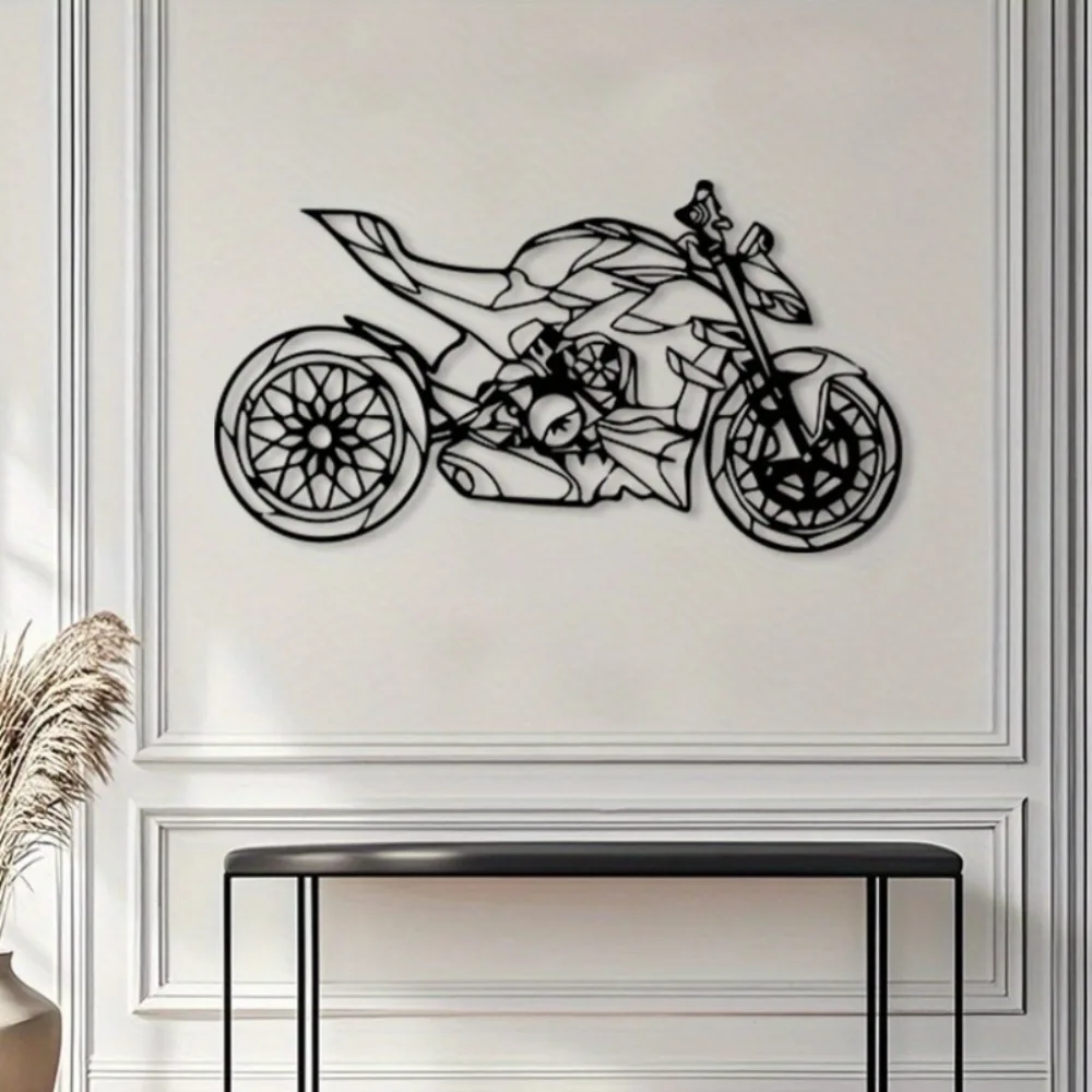 CIFbuy Iron Wall Art Metal Motorcycle Sculpture Powder Coated Garage Decor Mural Living Room Gift Craft