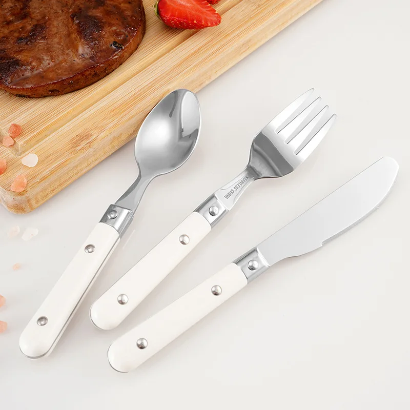 3pcs/set Portable Blockware Set for Children Cartoons Western Cutlery 304 Stainless Steel Knife Fork Spoon Dinner Tableware