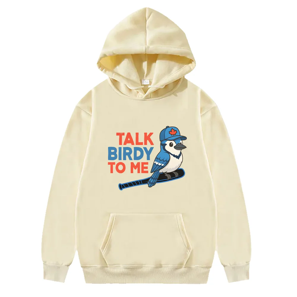 Sudadera con capucha de béisbol divertida Talk Birdy To Me Blue Jays, ropa deportiva Unisex, regalo para fanáticos del béisbol, sudadera divertida con capucha de béisbol, moda elegante