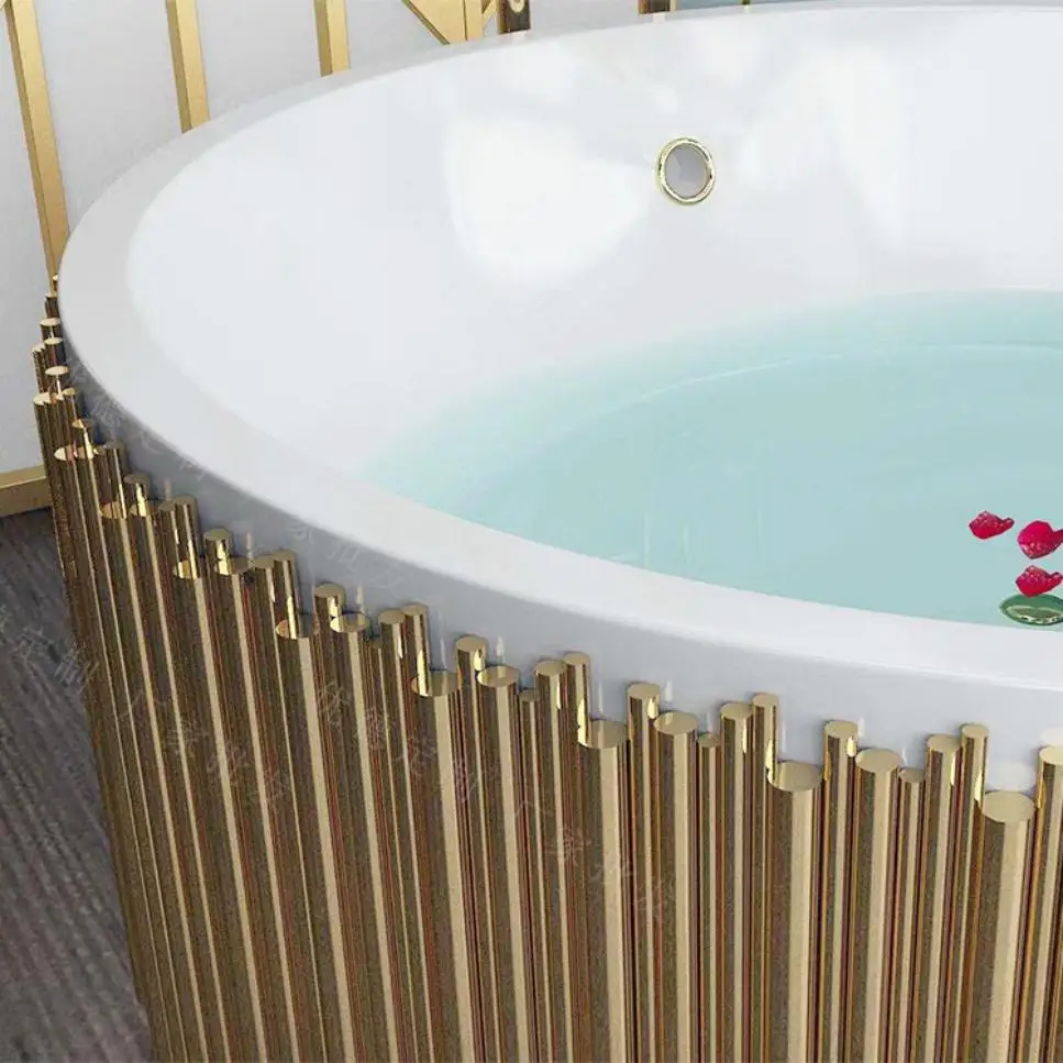 Villa Round Golden Frame Bathroom Acrylic Single Double Bathtub