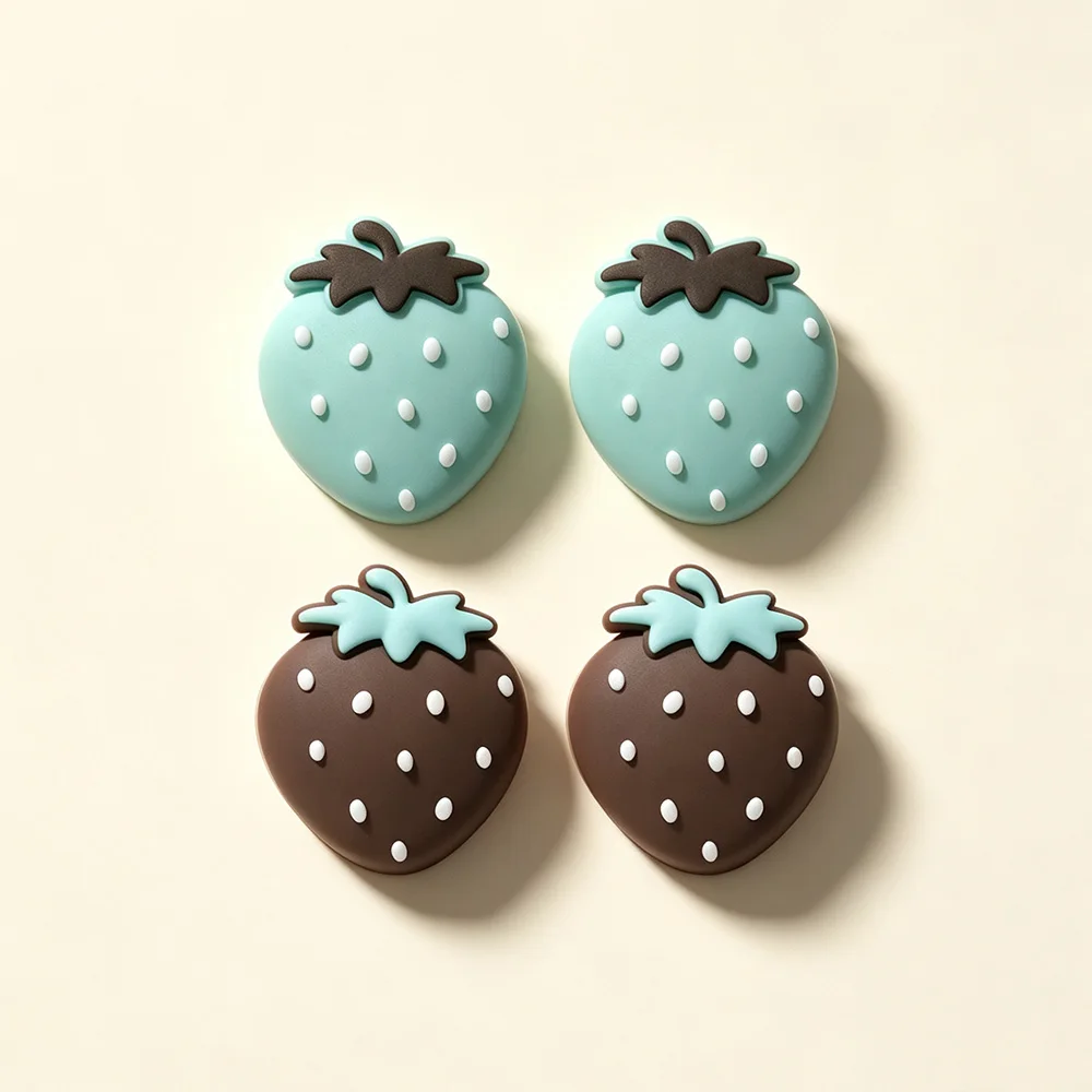 Cute Silicone Strawberry 4PCS Thumb Grips Caps for Switch 2/2 PRO FOR PS4/5 XBOX Joysticks Button Cap Protector Case