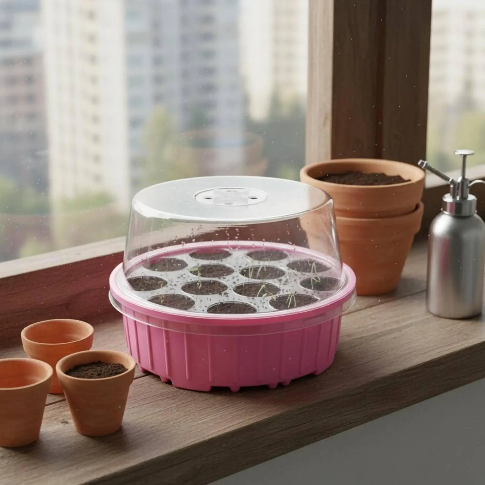 Garden Seedling Starter Tray with Dome Lid for Root Development and Moisture Control