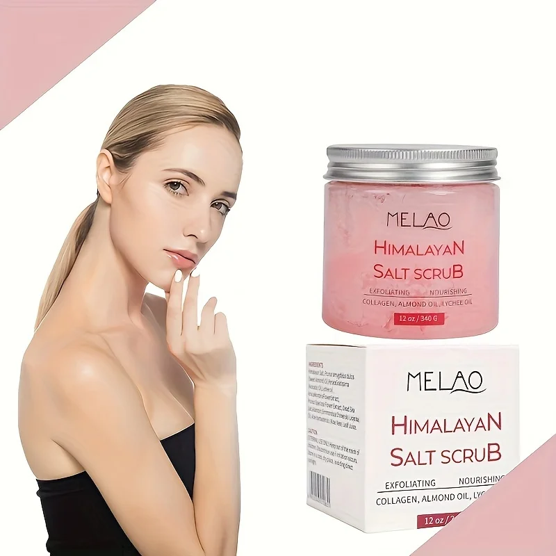 MELAO Himalayan Salt Scrub Face Foot & Body Exfoliator Infused with Collagen and Stem Cell Exfoliating Salt Body Scrub