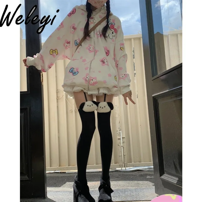 

Kawaii Cute Jirai Kei Thigh High Socks Original Autumn Long Socks Three-dimensional Cartoon Suspenders Knee Socks Thigh Highs