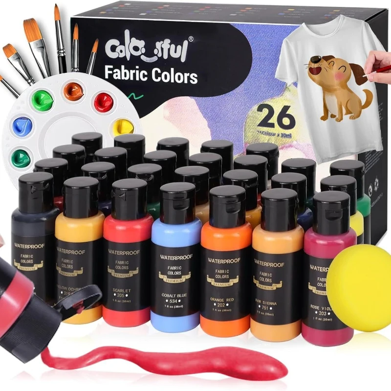 12/30/60ml Glass Textile Pigments Waterproof and Light-resistant Beginners Hand-painted Diy Pigment Set