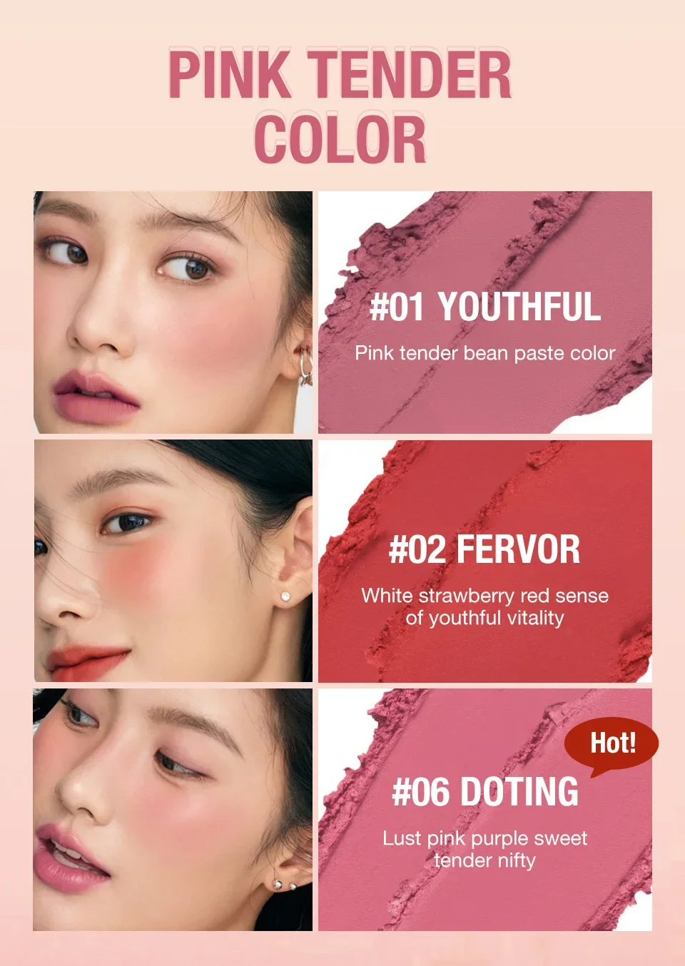 Delicate Multifunction Blush Cream Lip Cheek And Eye Concealer Longlasting Moisturizing Natural Smooth And Easy To Push