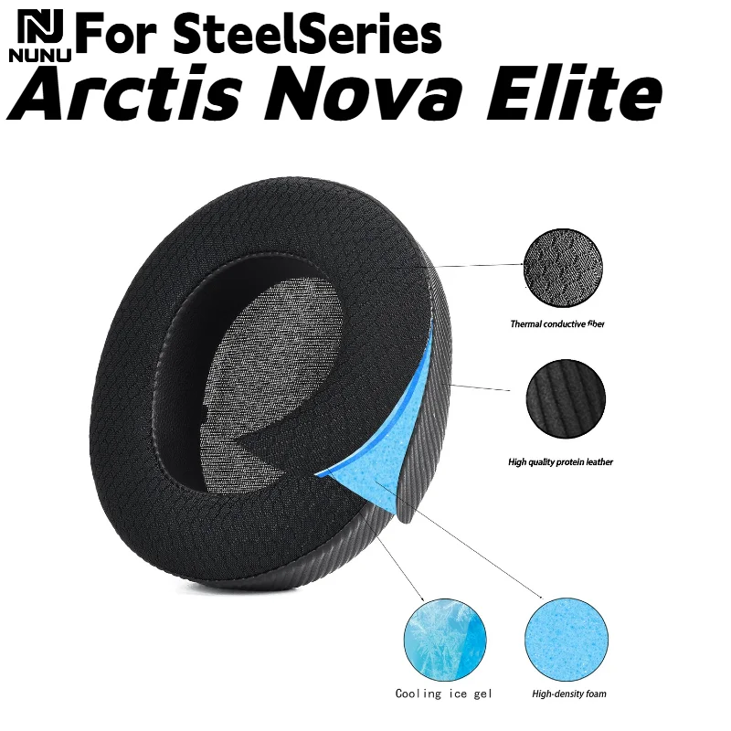 NUNU Replacement Earpads Cushion For SteelSeries Arctis Nova Elite Headphones Ice gel Mesh Fabric Ear Cushion Ear Pads Cover