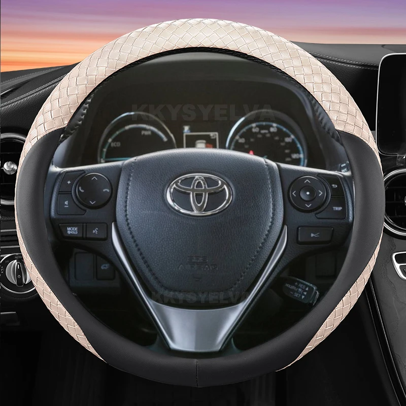 PU Leather Car Steering Wheel Cover For Toyota RAV4 2013-2019 Corolla 2013-2017 Scion iM 2016 Auris 2013-2016 Auto Accessories 4