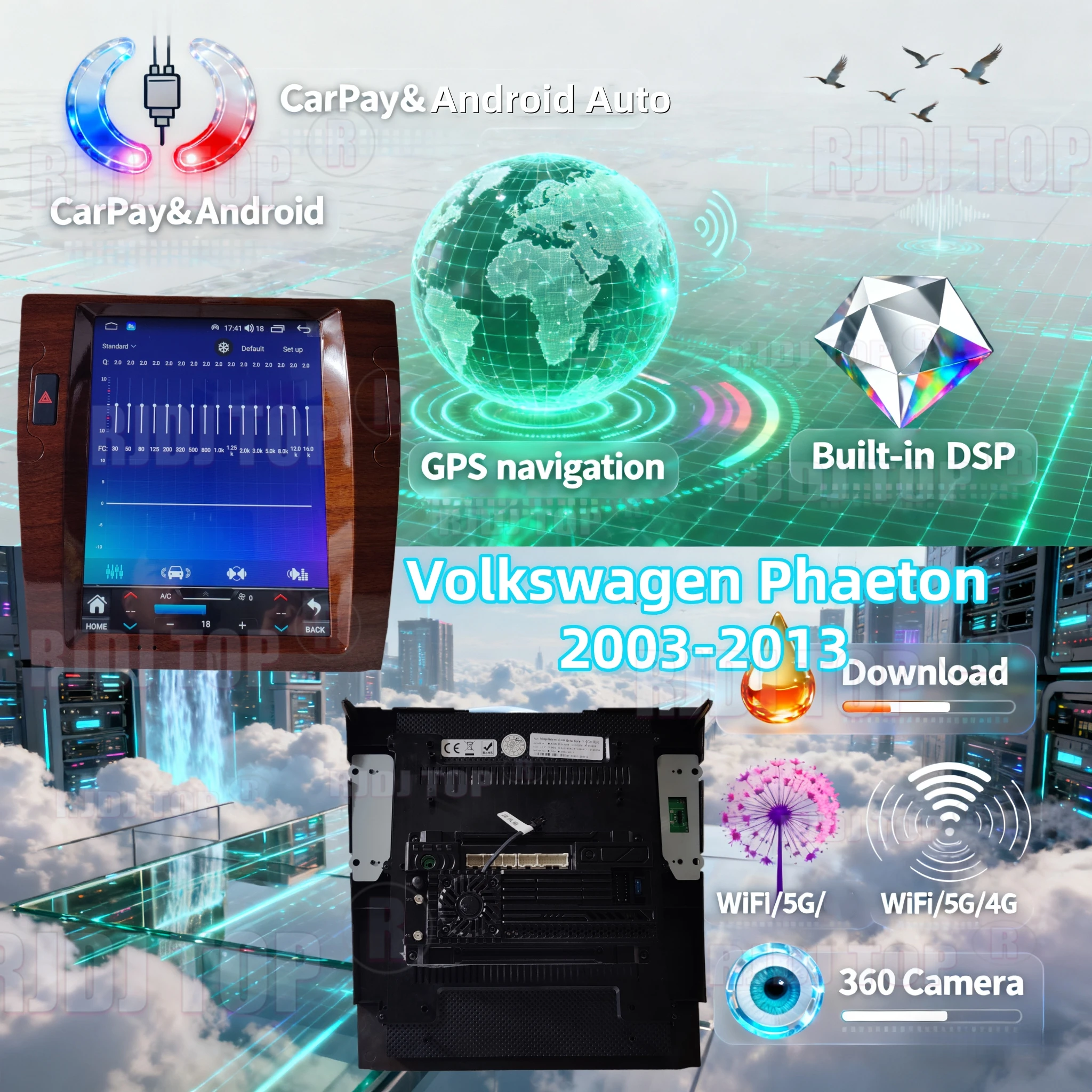 

Android 14 For Volkswagen Phaeton 2004-2015 Car Radio Wireless Carplay GPS Navig Multimedia Player Radio Tape Recorder Head unit