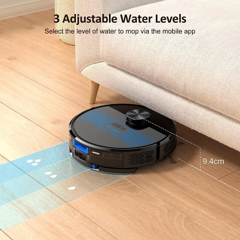 Robot Vacuum and Mop Combo 3000Pa, LiDAR Navigation, 2-in-1 Laser Robotic Vacuum Cleaner, 5 Editable Mapping, 1