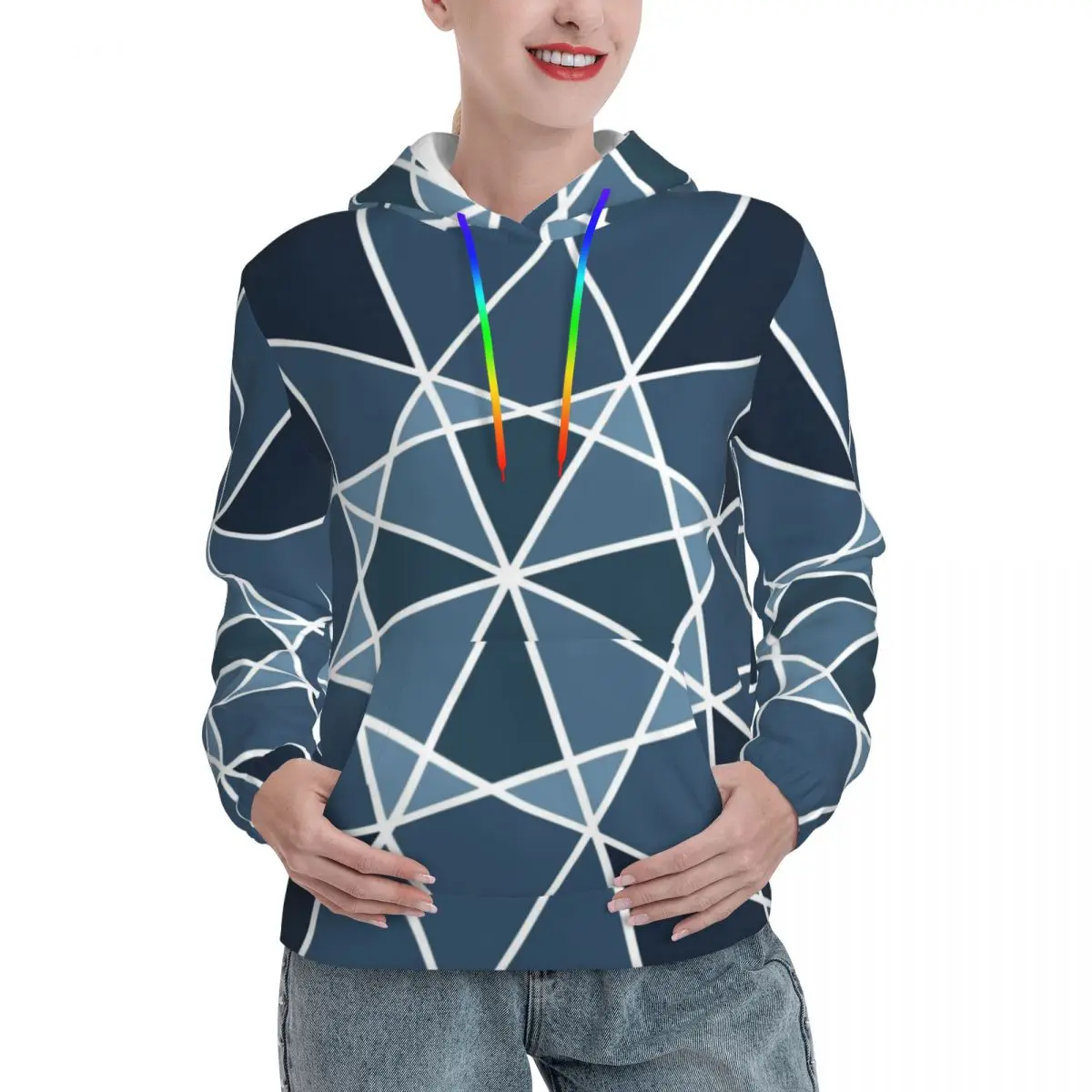 Nordic Lines Casual Hoodies Geometric Shapes Hip Hop Hooded Sweatshirts Winter Long-Sleeve Streetwear Oversized Hoodie Gift