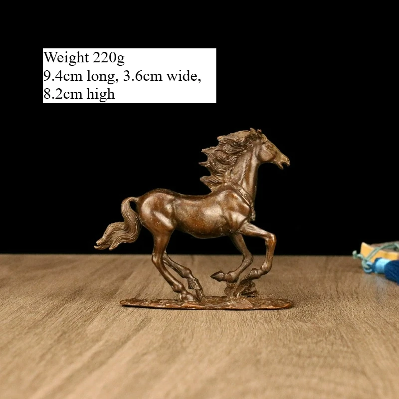 Retro Brass Antique Galloping Horse Office Living Room Shop Tea Pet Pen Holder Copper Sculpture Ornaments Desktop Decoration