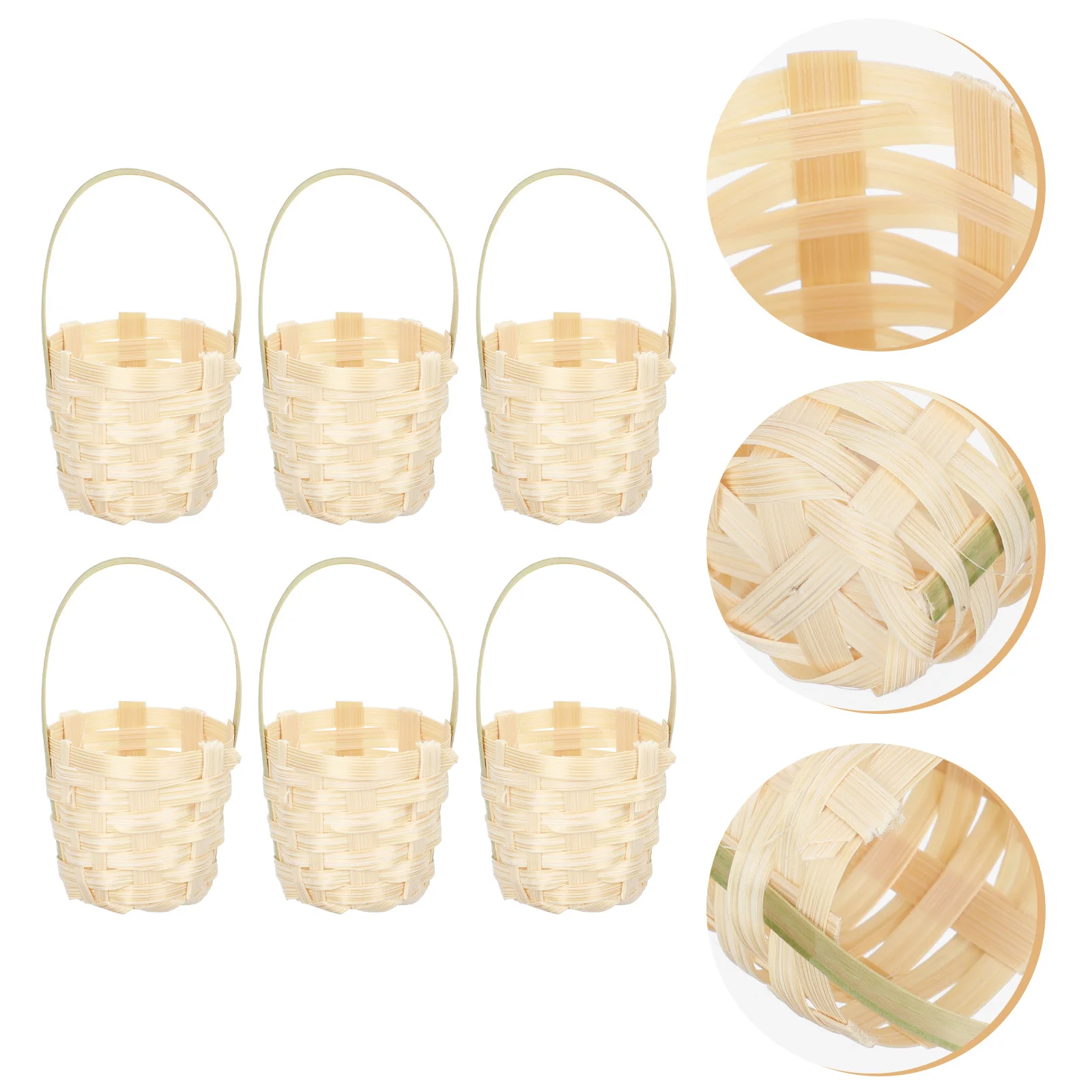 

6Pcs Hand Basket Bamboo Easter Egg Storage Portable Basket for Flowers Gifts Home Picnic Woven Storage Container