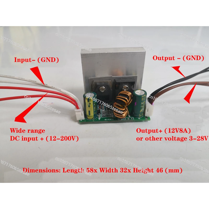 100W high withstand voltage 12V-200V to 5V; 12V; 18V; 24V high current 8-10A step-down module，high efficiency