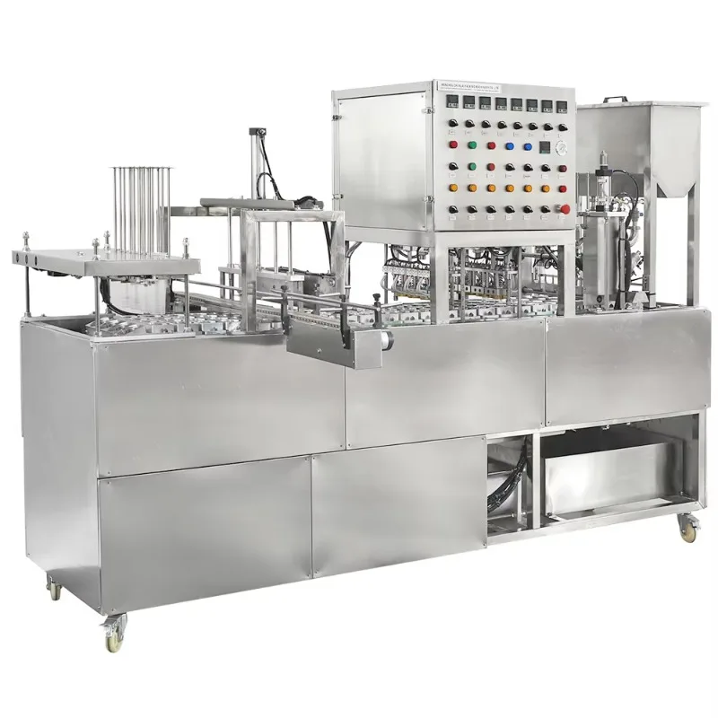 Fully Automatic Pre-cut Foil Cup Water Filling and Sealing Machine Linear Filling  and Sealing Machine