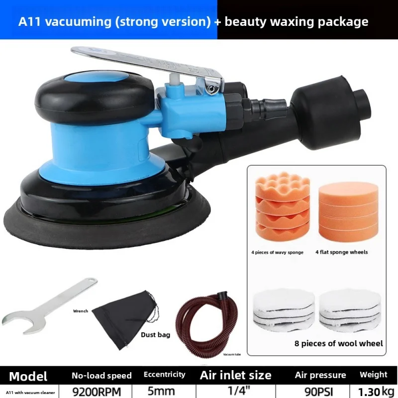 5-inch pneumatic grinder, small air sander, pneumatic polishing waxing dry grinding head sandpaper polishing machine