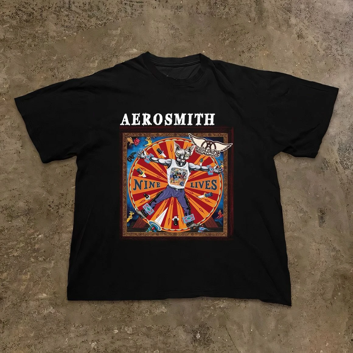 

Aerosmith Air Blacksmith Band American Pure Cotton Heavy-duty Digital Direct Printing Short-sleeved Loose T-shirts for Men Women