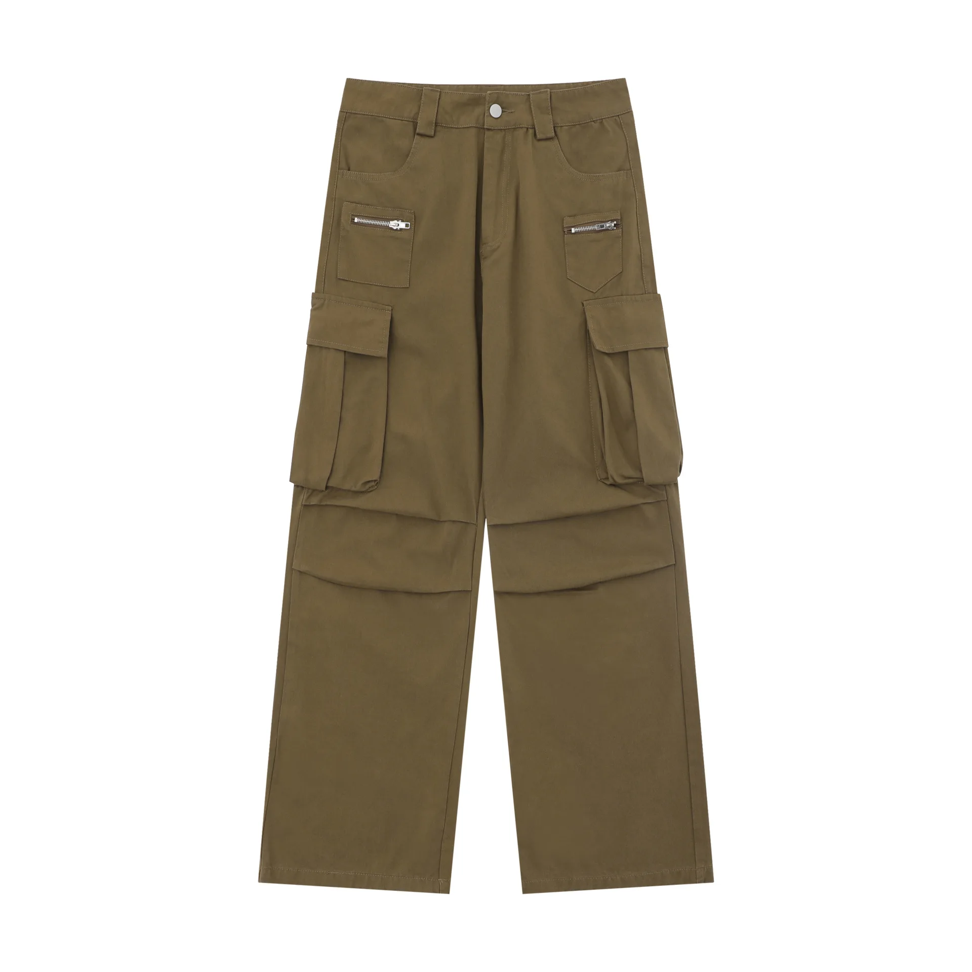 OR FL American Retro Fold 100 Cotton Women Paratrooper Pants Women's Baggy Wide Leg Pants Y2k Solid Color Slacks Cargo Trousers