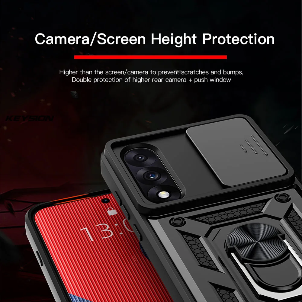 KEYSION حافظة مدرعة مقاومة للصدمات لهاتف OnePlus Nord 5 5G عدسة الكاميرا الشريحة حماية حلقة حامل غطاء الهاتف لهاتف One Plus 1 + Nord 5 #5