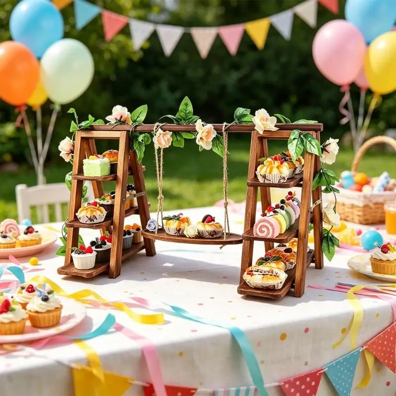 Wooden Display Stand For Cupcakes Snacks And Celebration Decorations B03E