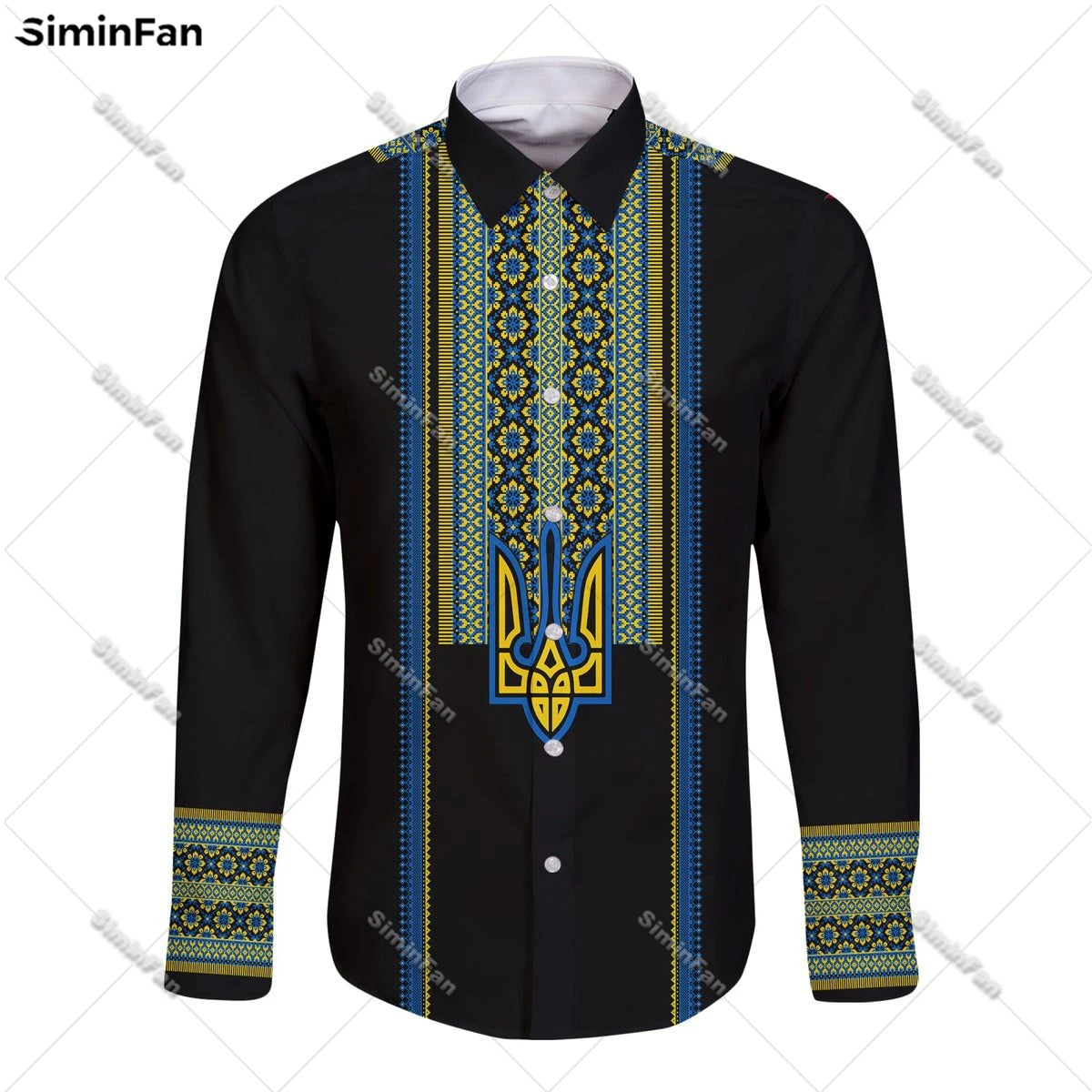 Ukraine Coat Of Arms 3D All Over Printed Men Long Sleeve Button Shirt Male Female Blouse Unisex Spring Autumn Hawaii Lapel Top-1