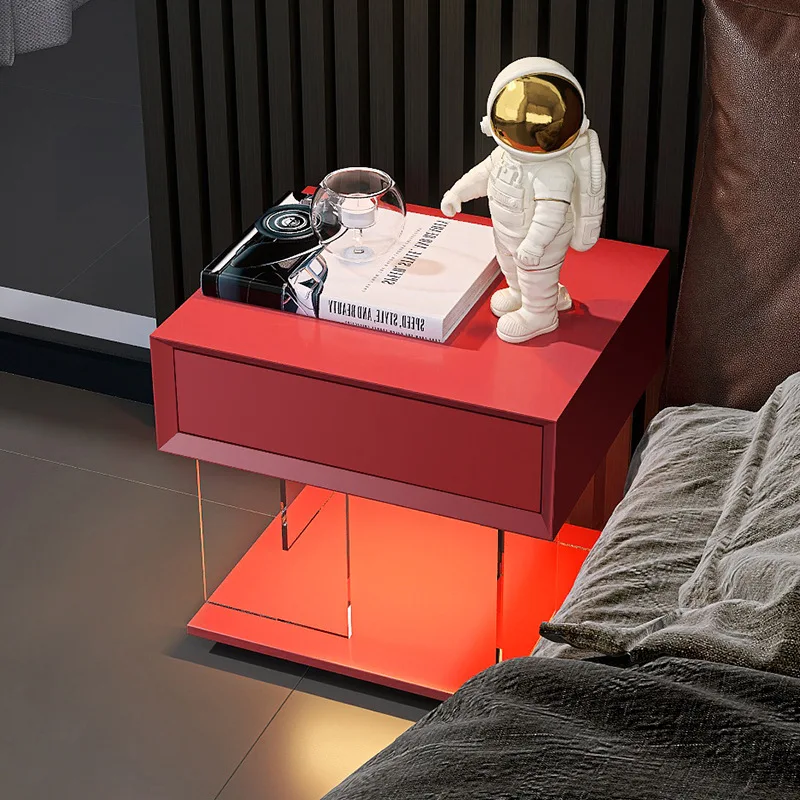 طاولة بجانب السرير معلقة بطلاء إيطالي بسيط وحديث، خزانة بجانب السرير، رف إبداعي بجانب السرير #5