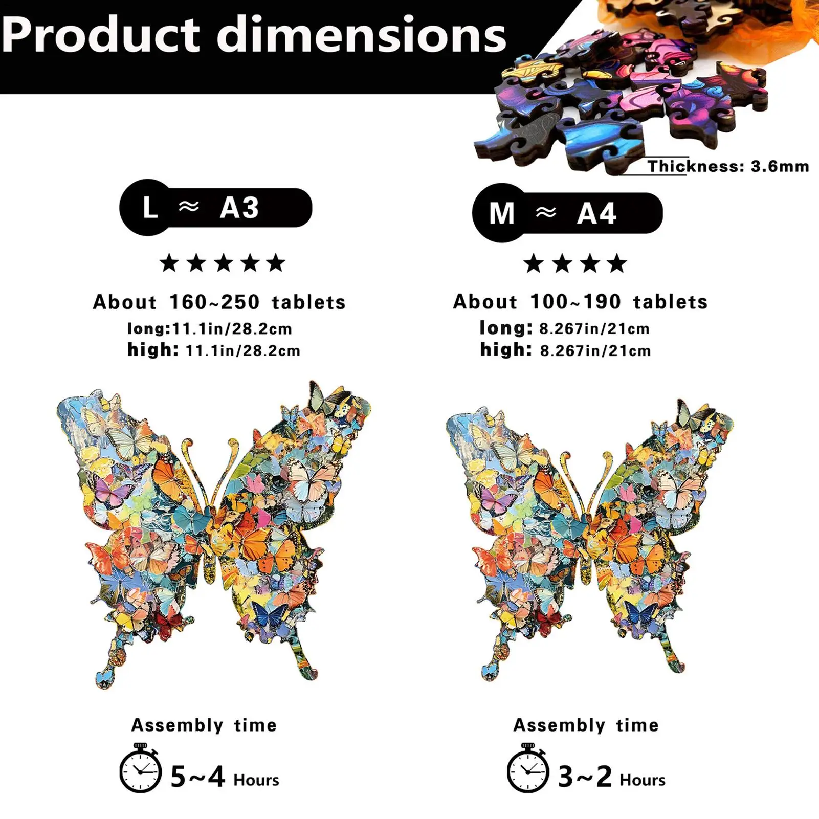 나무 직소 퍼즐 나비 모양 퍼즐 162/118 조각 두뇌 자극 게임 가족 파티 게임 어린이 및 성인을 위한 크리스마스 선물