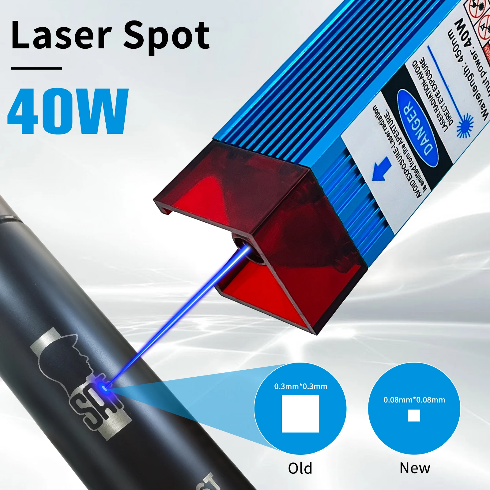 Moduł laserowy 450nm 40W TTL/PWM grawerowanie laserowe głowy DIY do cięcia laserem CNC do grawerowania drewna narzędzie skompresowana technologia punktowa — zdjęcie 2