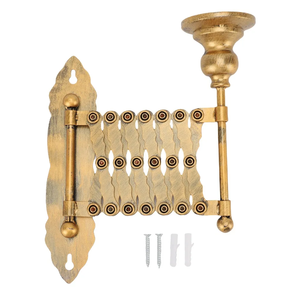Extendable Wall Candle Sconce Antique Bronze Finish Accordion Design Metal Candlestick Holder Iron Wall Mounted