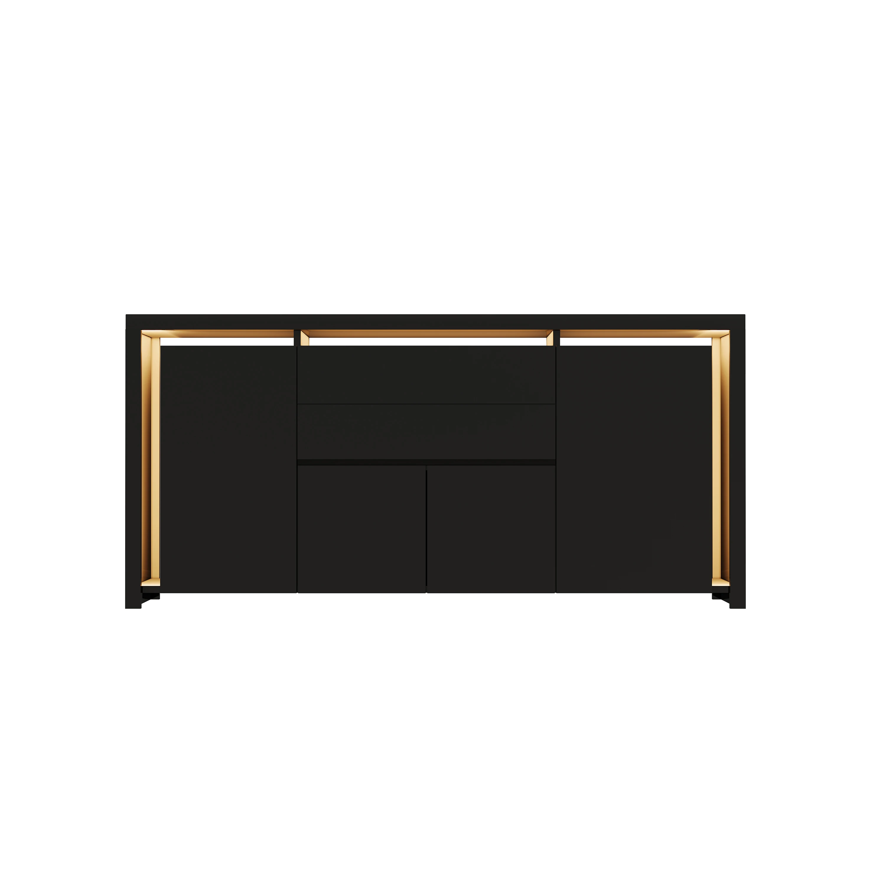Rosahqnda Sideboard Hochglanzweiß mit LED, modernes Sideboard mit Tür und Schubladen, Buffetschrank, Kommode für die Küche – Detail 24