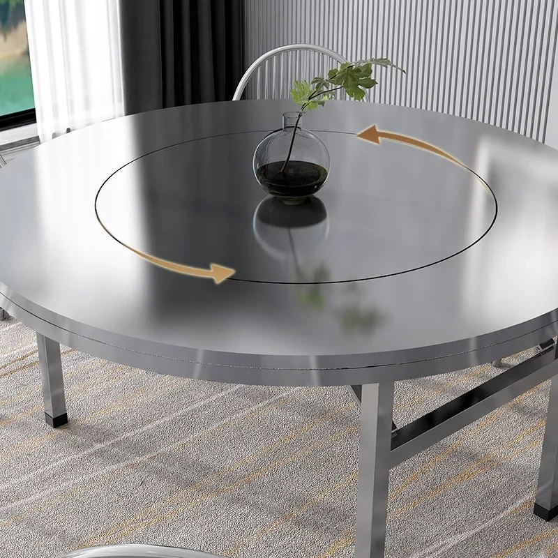 Extra thick 304 stainless steel turntable folding large round table round countertop portable integrated household hot pot dinin