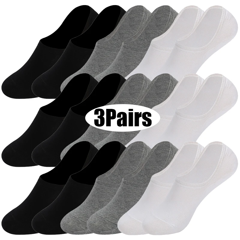 

6PCS Breathable Men's Socks High Quality Cotton Short Ankle Socks Non-slip Silicone Invisible Boat Sock Male Casual Business Sox