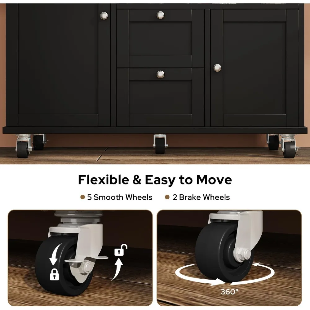 جزيرة مطبخ محمولة مع مساحة تخزين وأوراق شجر متدلية، عربة دوارة واسعة 41.3 #5