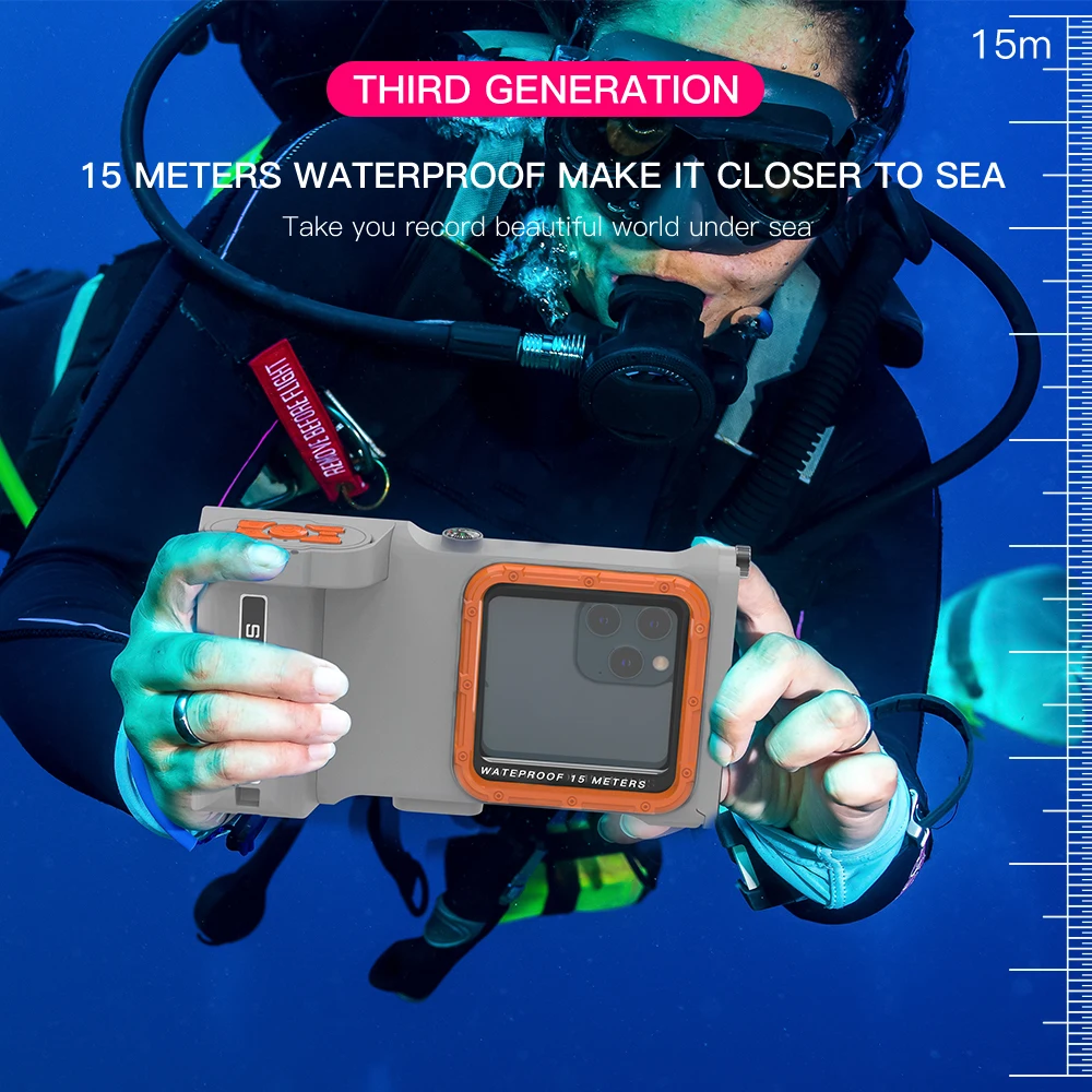 Imagem -02 - Shellbox 3rd Gen Bluetooth Waterproof Professional Diving Cover para Iphone 14 13 12 S20 S21 Underwater Photography Case 15m 50ft