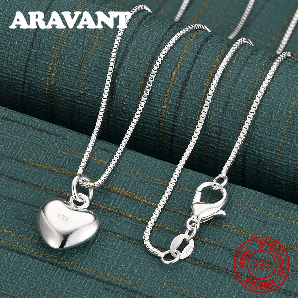 

Ожерелье с подвеской в форме сердца из стерлингового серебра 925 пробы, цепочка в форме сердца, ювелирный аксессуар