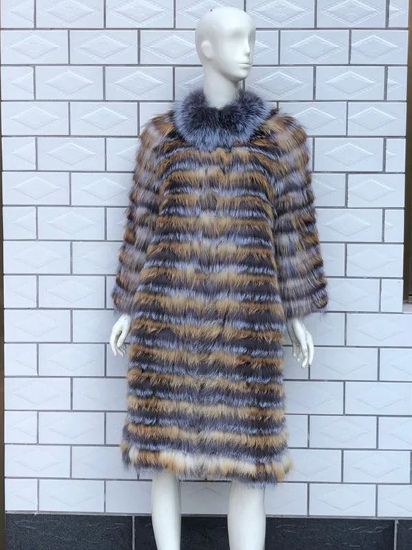 2025 Fox Fur Coats Women Silver Fox Natural Fur Coats Female Autumn Knitted Long Genuine Fur Jackets Vest Ladies Fashion