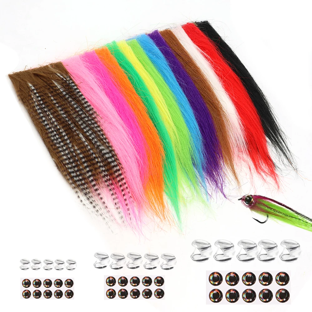 13 Farben Sortiert 6*12CM Furabou Craft Fur Synthetikfaser Fischaugenmaske Fliegenbindematerial für Streamer Köderfischfliegen