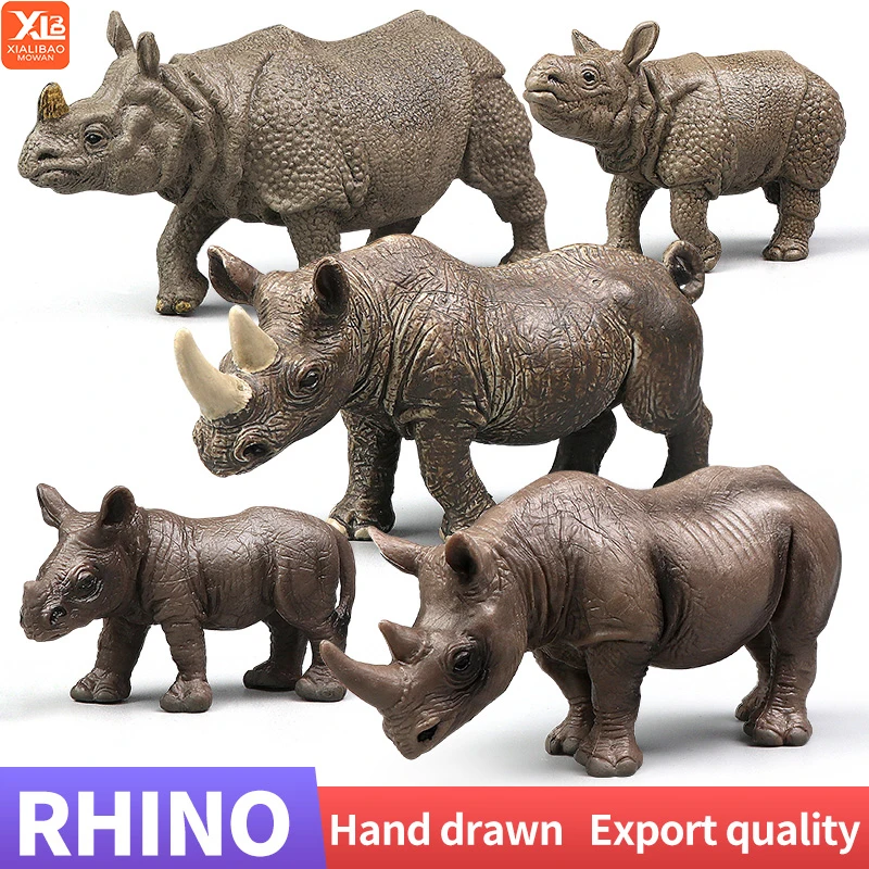 Simulación de Animal salvaje, rinoceronte indio, adorno para el hogar de PVC, juguete educativo de animales para regalo de niños