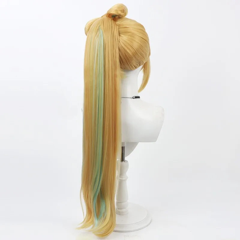 VTuber Mitarashi Dan cosplay wig bow two-tone detachable ponytail Halloween gift