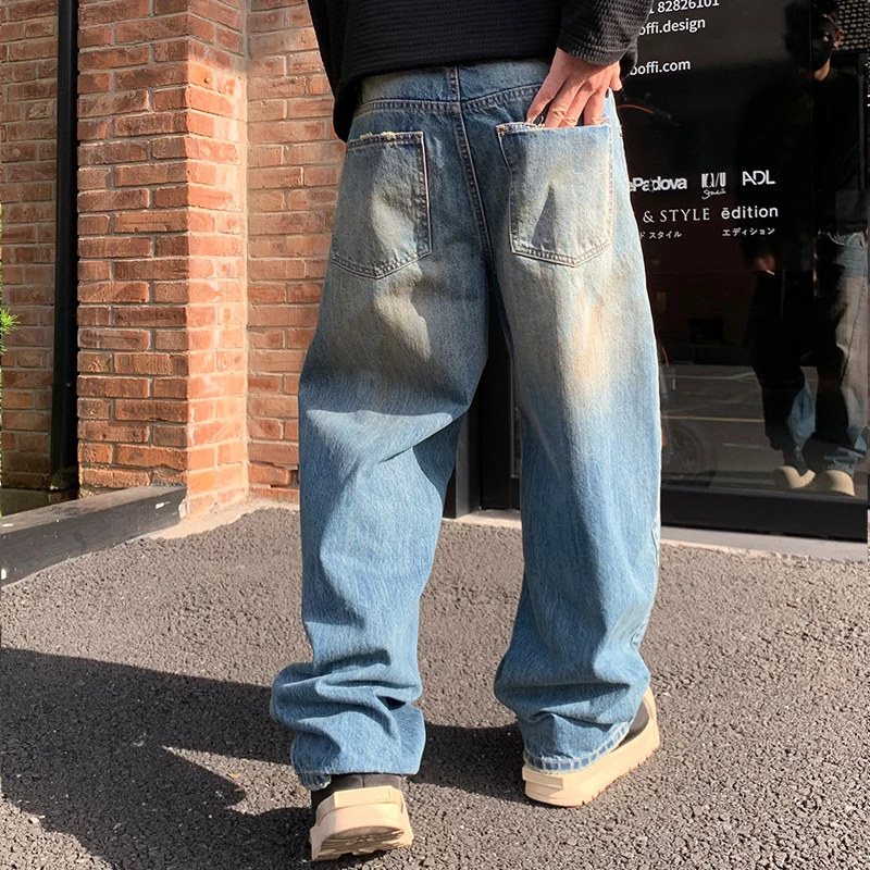 الرجال الشارع الشهير موضة فضفاضة عادية الهيب هوب خمر الدنيم فضفاض الجينز السراويل رجل واسعة الساق بنطلون Y2k الجينز الرجال